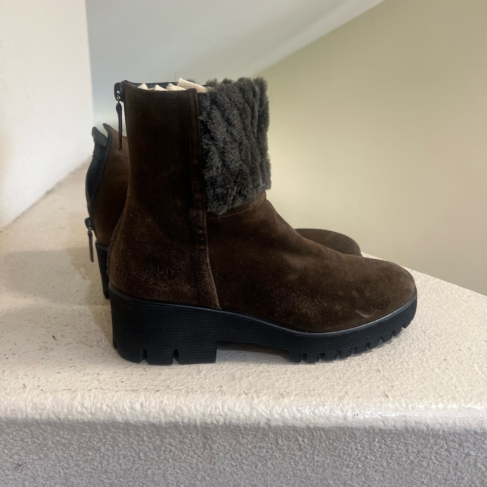 Homers Artisan Crosta Cozy Fur brown leather Combat Boots women size 39 moto